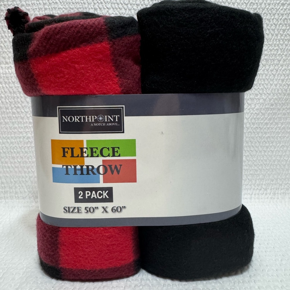 Northpoint Red and Black Fleece Throw 2 Pack